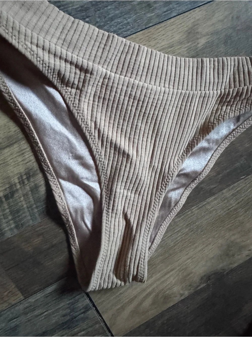 triangl swimwear Ribbed Bandeau Bikini in Light Taupe